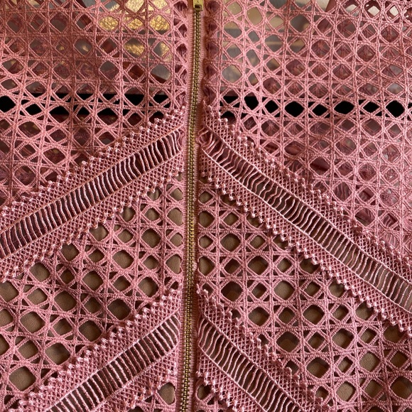 SELF PORTRAIT | Crosshatch Frill Mini Dress Mini Dress in Pink 💕 - Picture 7 of 9